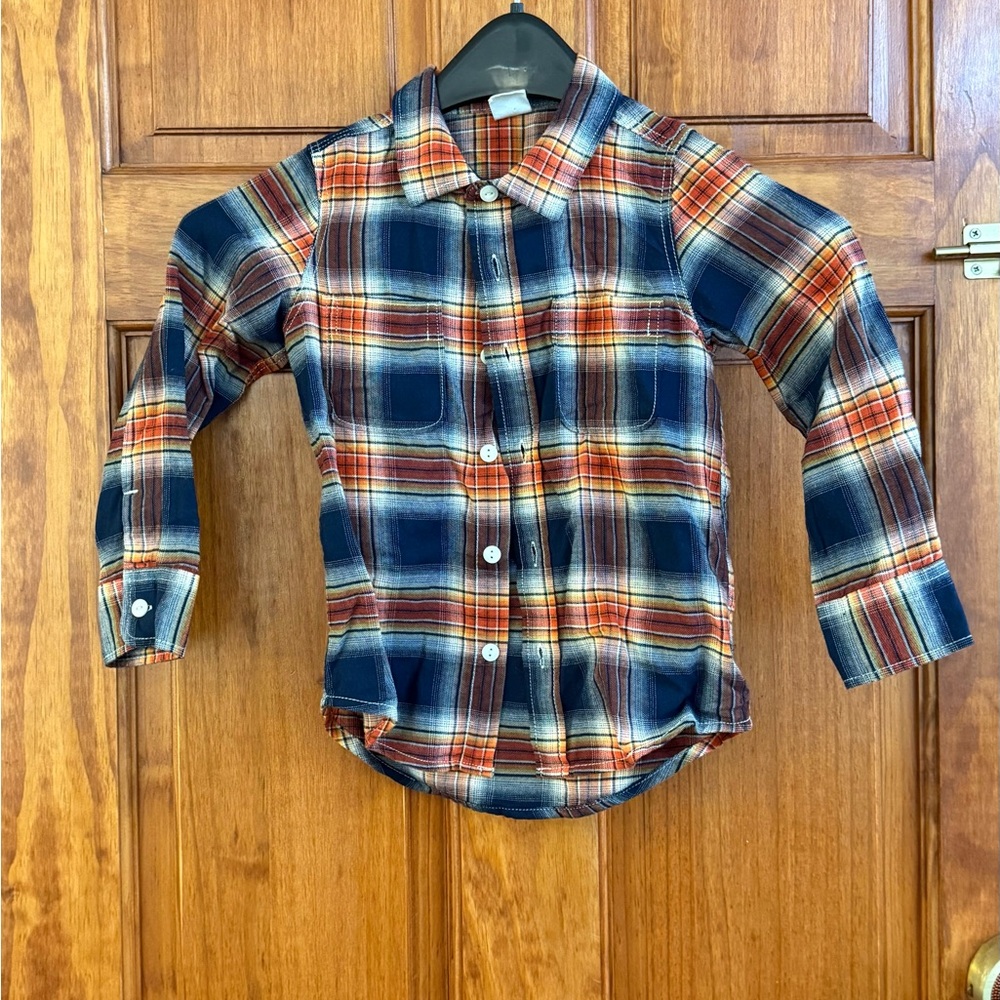GAP Blue and Orange Button Down Shirt Casual Plaid